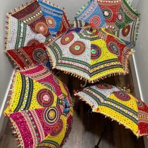 Indian Handmade Designer Cotton Fashion Multi Colored Umbrella Embroidery Boho Umbrellas